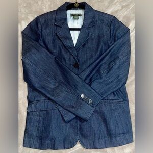 Eddie Bauer Women’s Blazer Size 12 3 button front. Navy Blue. Stretch Fabric.